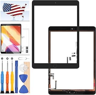 Screen Replacement Kit for iPad Air 1 1st Generation A1474 A1475 A1476 Touch Screen Digitizer Glass Panel with Home Button Repair Parts for iPad 5 Touchscreen Free Tools (Black)