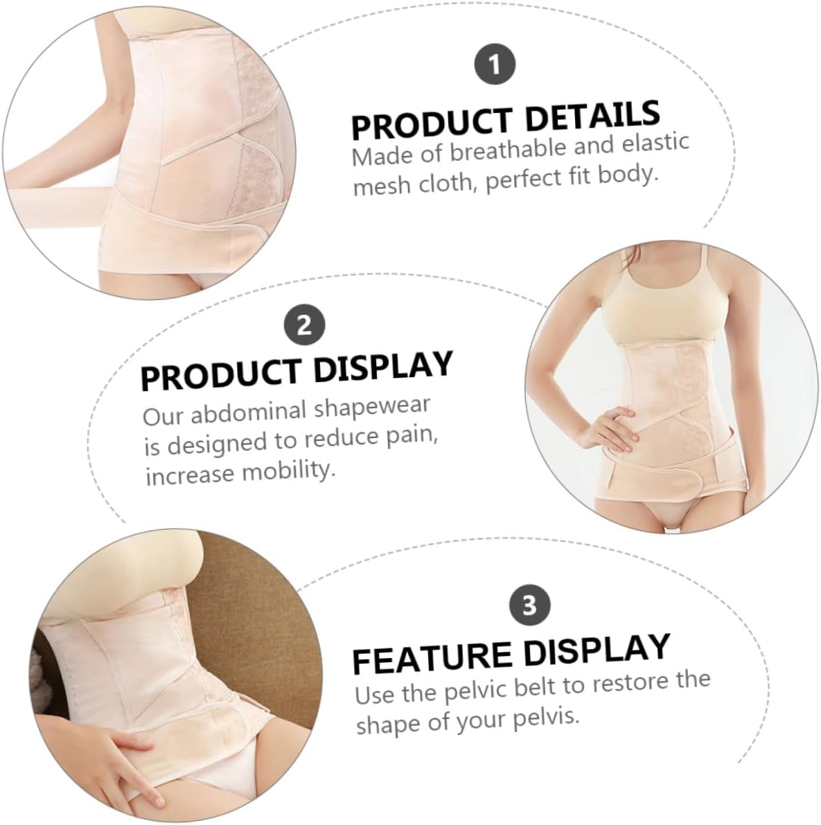 ARTIBETTER Postnatal Waist Trainer Shaping Belt with Pelvis Support Lace Abdominal for Women Maternity Medium Beige