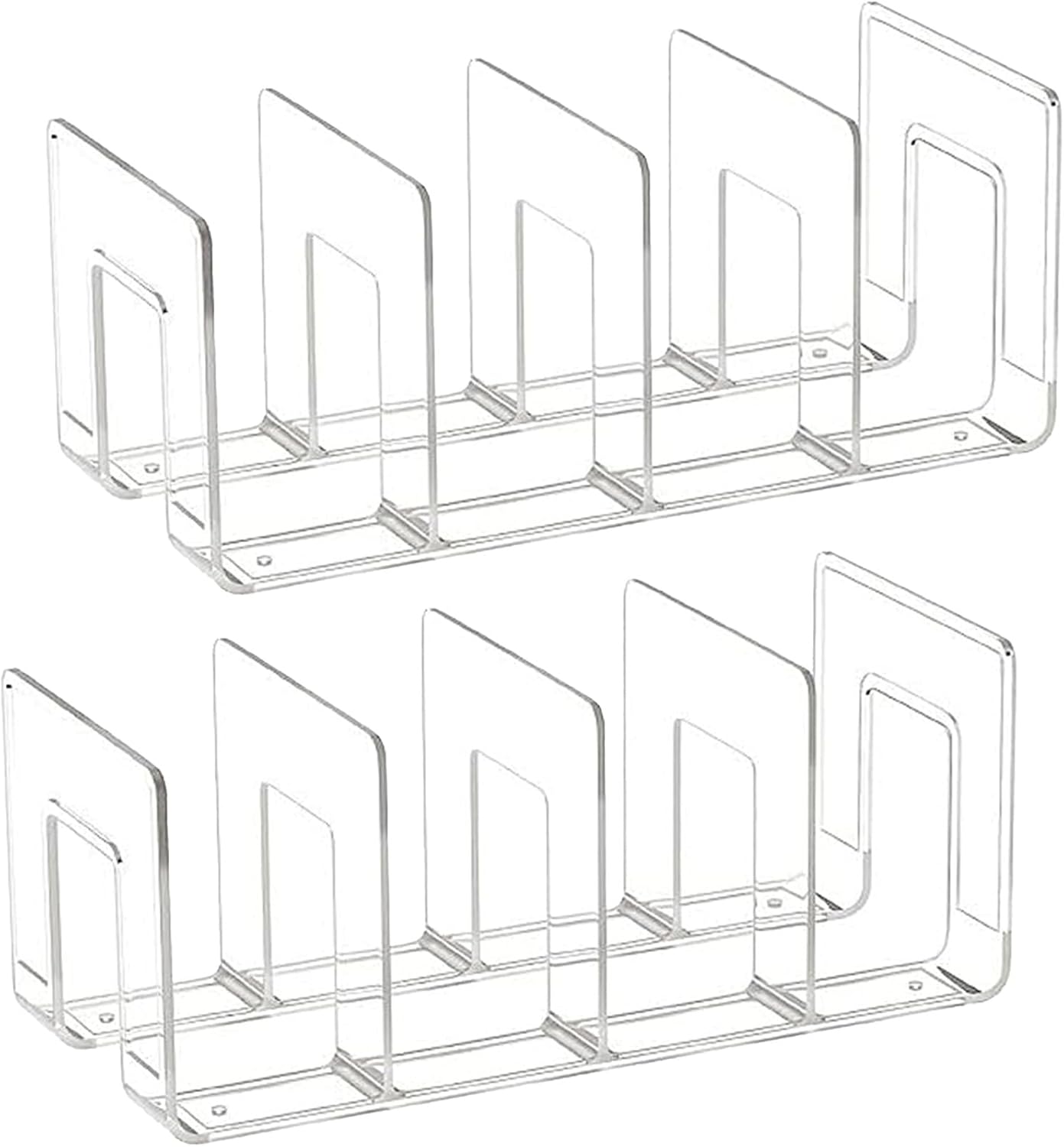 2 Pack Clear File Sorter, Clear Purse Divider Organizer, Acrylic File Holder, Desk Organizer, 4 Sections Divider Mesh Folder Sturdy for Envelopes Mail Letter Paper Notebook Electronics Office Supplies