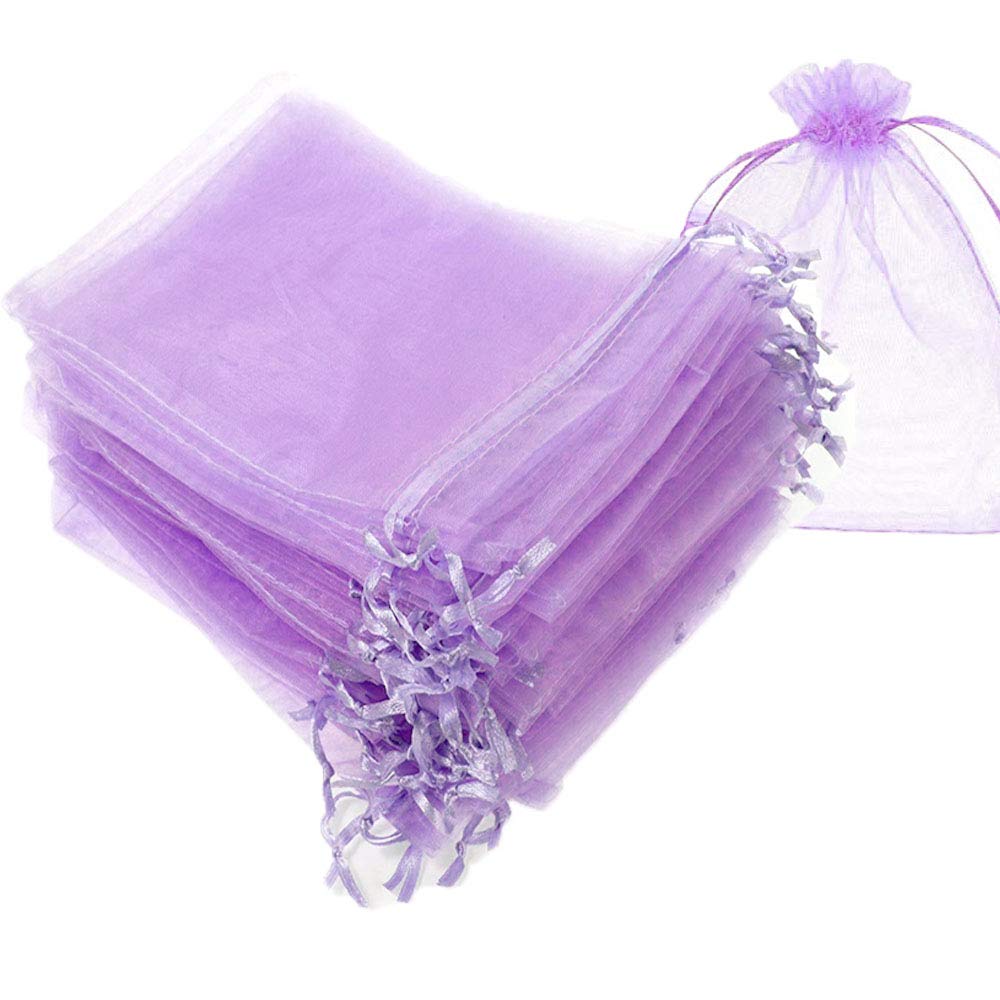 Time To Sparkle Light Purple 50Pcs Pouches Organza Gift Bags Oragnza Wedding Party Favour Jewellery, 15X20cm,