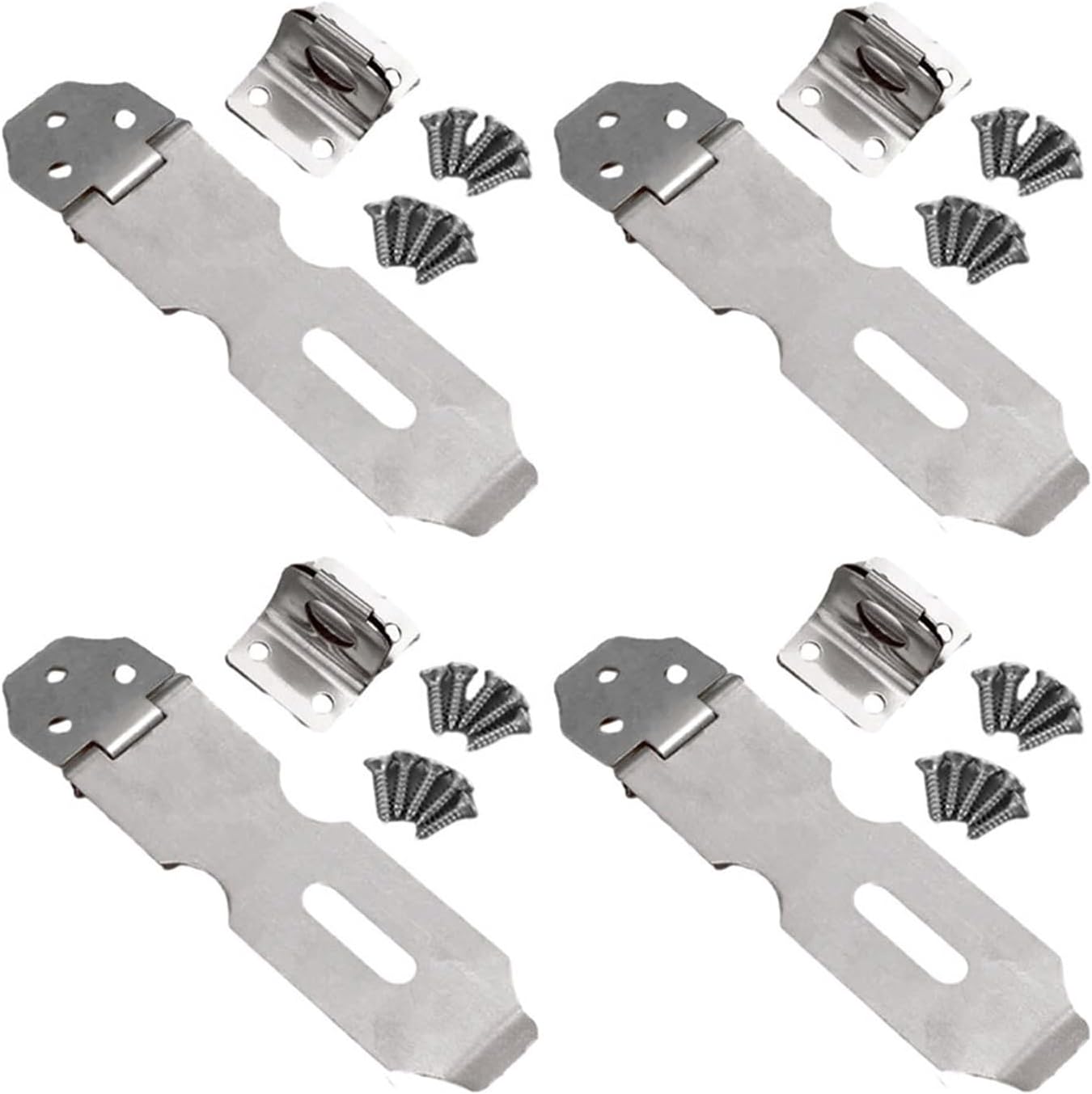 Door Padlock Hasp, 4pcs Door Buckle Lock Stainless Steel Buckle Padlock Anti Theft Door Buckle Lock 90°Folding Rust Proof Furniture Hardware Buckle(2 inch)
