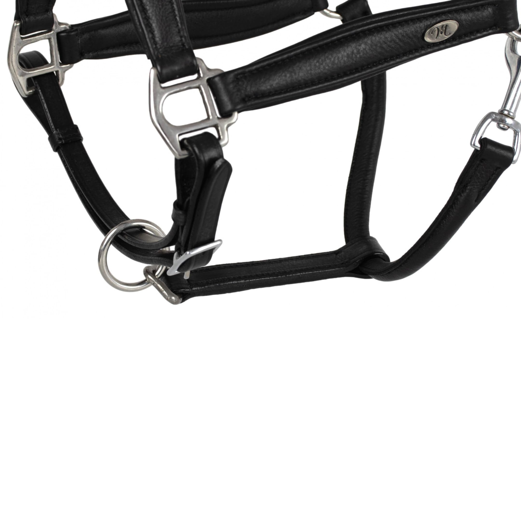 Marengos - Halfter Soft Comfort aus Leder – Pferdehalfter mit weich gepolstertem Nasenriemen & Genickstück – edles Lederhalfter – Pferde Zubehör in Schwarz – Vollblut, Warmblut & Pony