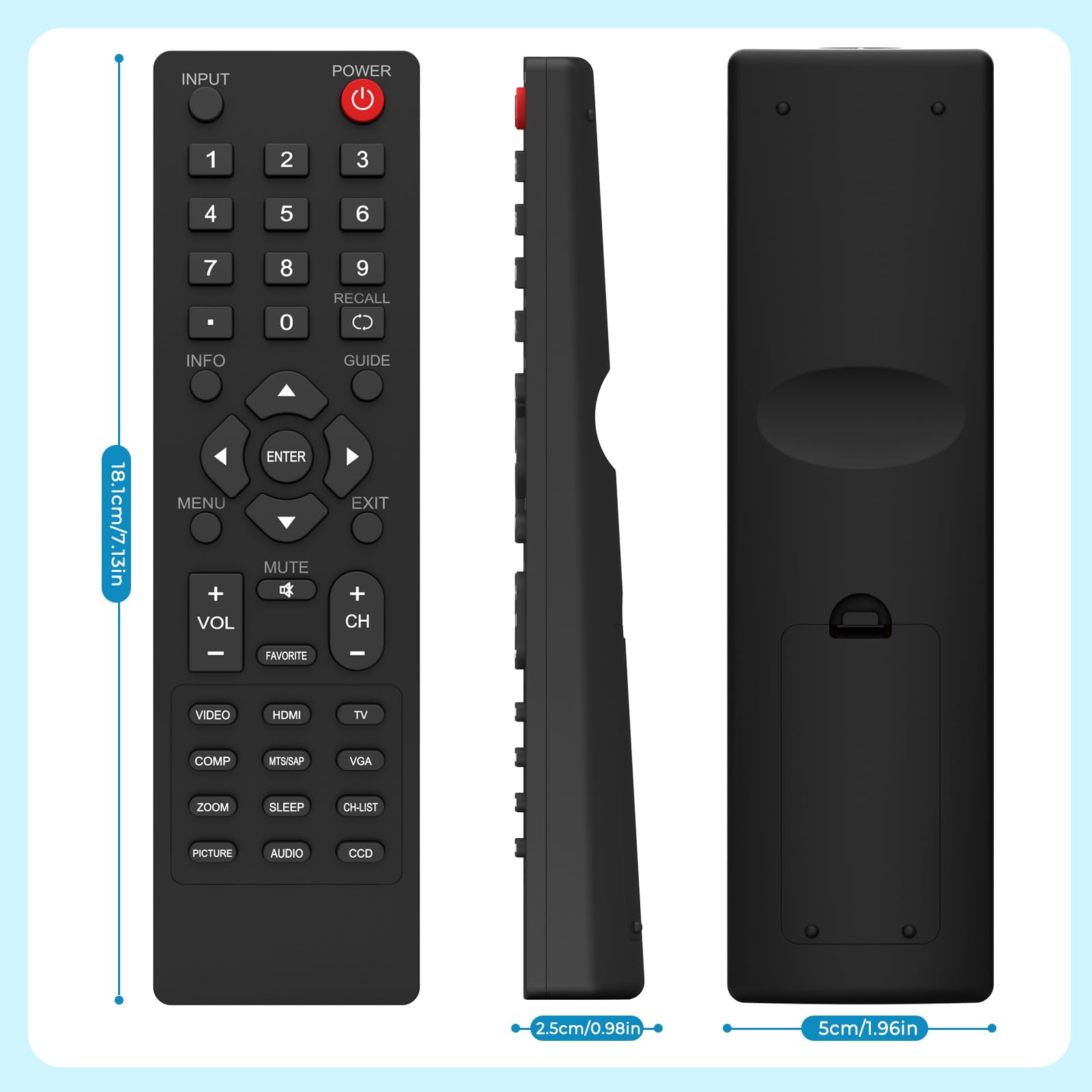 Mando a distancia universal de repuesto para todos los televisores Dynex, compatible con Dynex TV Remote DX-RC02A-12 DX-RC01A-12 DX-RC01A-13 DX-RC03A-13 RC-201-0B RC-701-0A RC-801-0A ZRC400, no