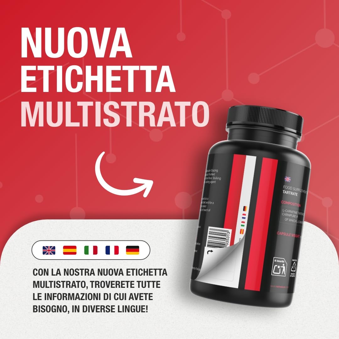 L-Carnitina Carnipure® 2000 mg/giorno | Formula svizzera ultra pura | Energia, Resistenza e Recupero muscolare | Vegano | 120 capsule vegetali