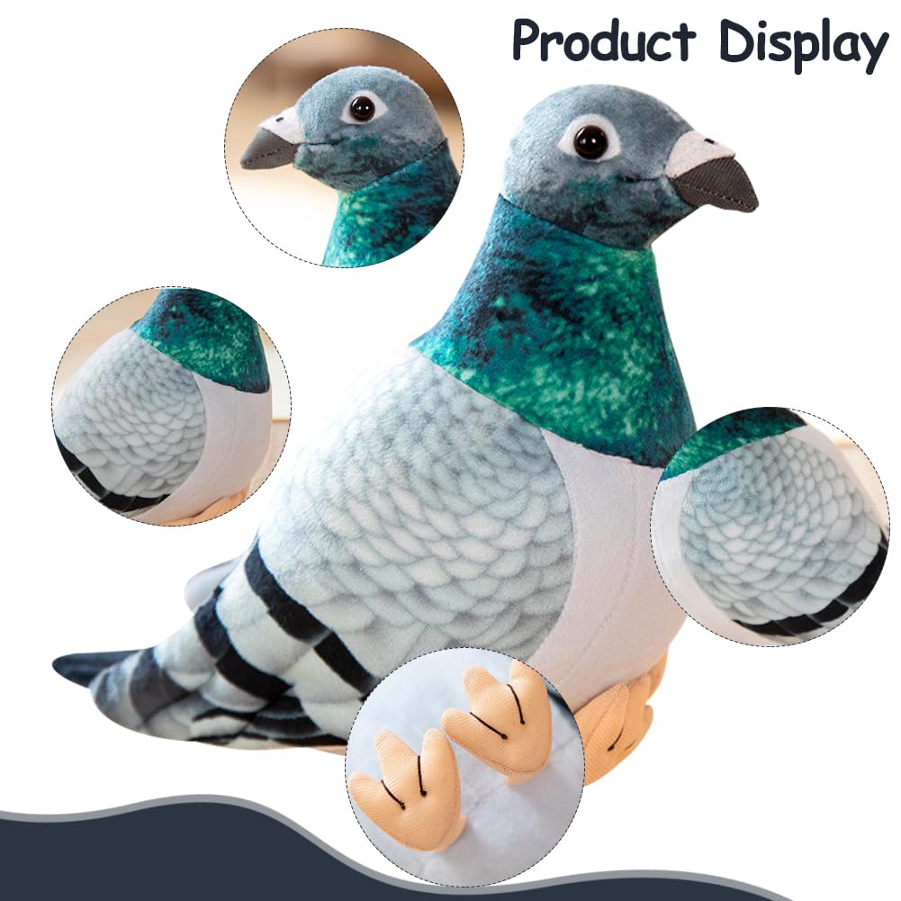 HATFRYF Plush Pigeon, Realistic Stuffed Animal Plush Pigeon, Cute Soft Lifelike Pigeon Toy, Home Decoration Animal Toys - Image 3