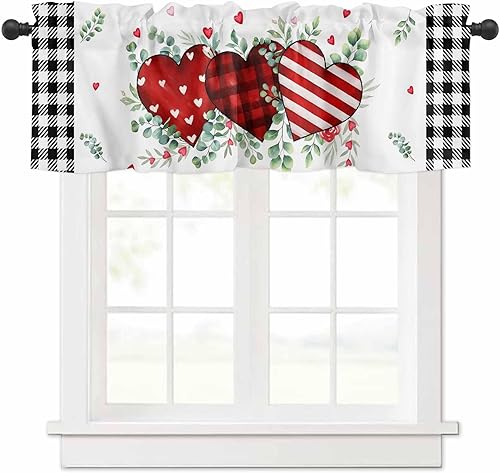 Miniatura 1 de LOVE Cenefa de cortina de cocina, festividad, Navidad, vacaciones, cenefa con bolsillo para cortinero para ventanas, sala de estar, dormitorio,