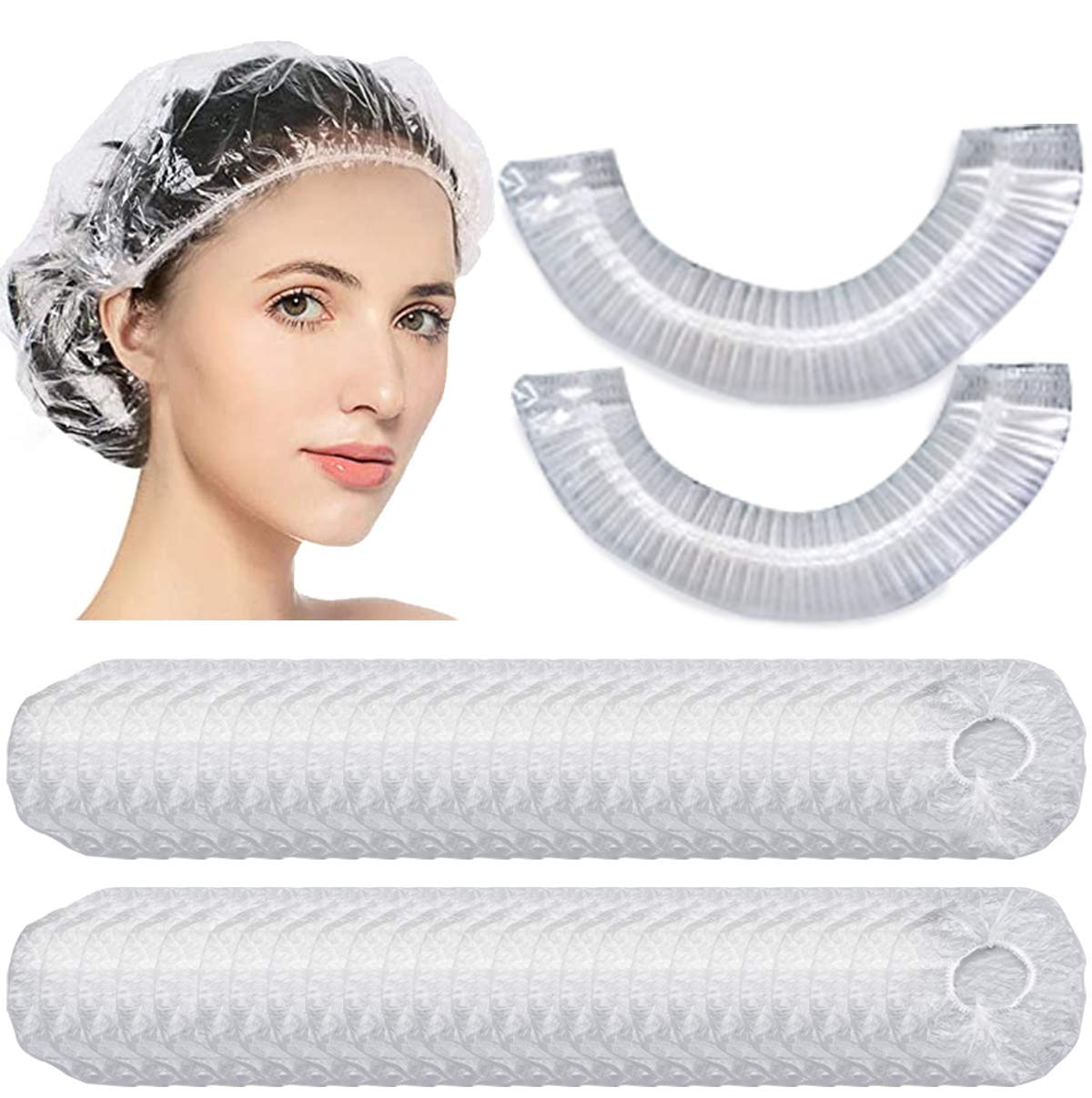 50Pcs Disposable Shower Caps, Individually Wrapped Waterproof Shower Cap for women