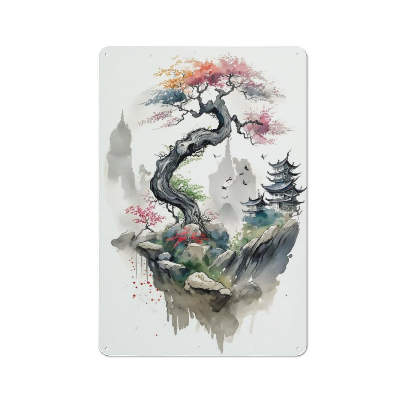 Junmoney Cherry Blossom 22 For Garden Room Or Summerhouse, Retro Metal Sign 30X20cm, For Metal Sign Collectors, For Vintage Wall Decor Fans