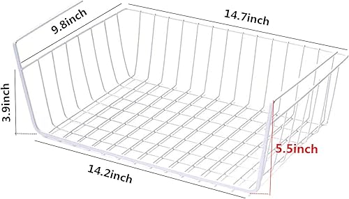 Miniatura 2 de PENGKE Cesta debajo del estante, paquete de 4 estantes de alambre, se desliza debajo de los estantes para almacenamiento, ahorro de espacio para