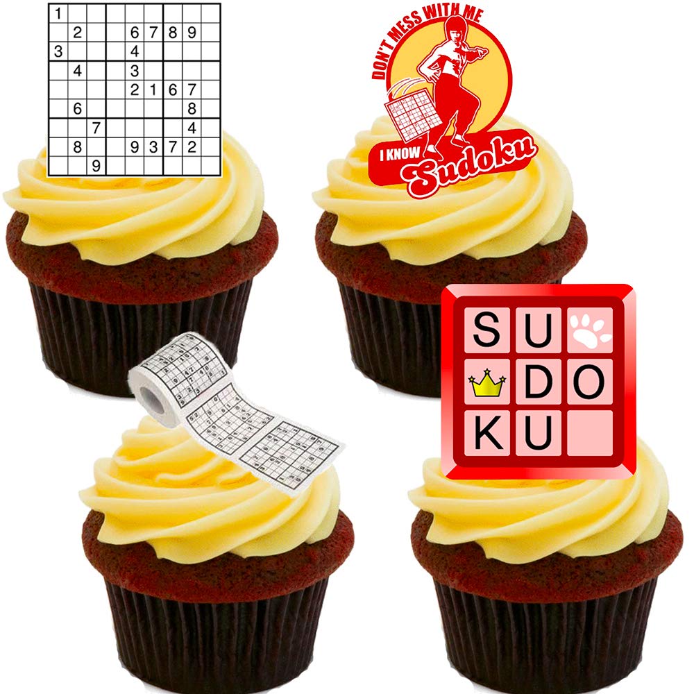 Made4you Sudoku Edible Cake Decorations - Stand-Up Wafer Cupcake Toppers (Pack Of 12)