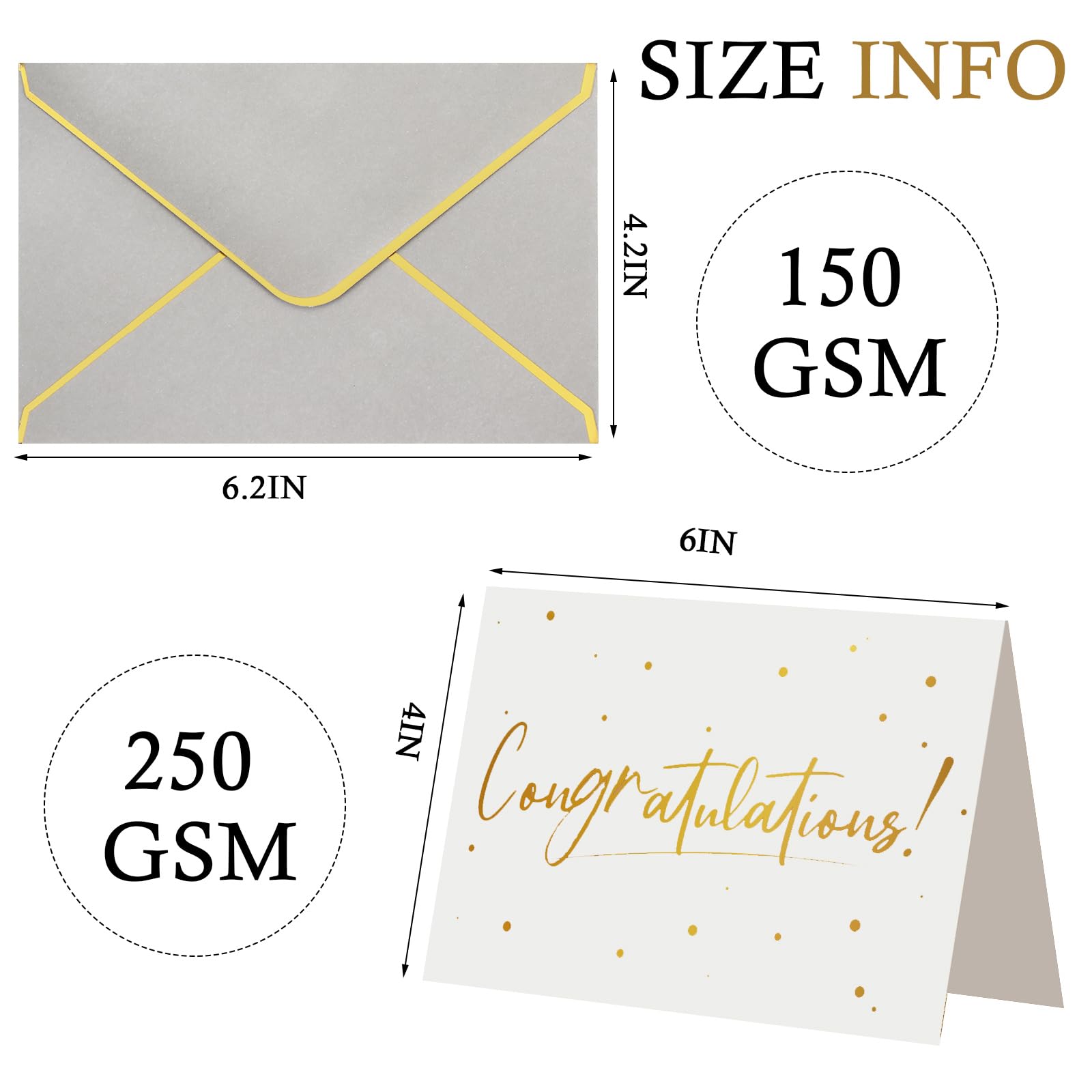 Paquete de 100 tarjetas de felicitación con sobres, tarjetas de felicitación, tarjetas de graduación, tarjetas de compromiso, tarjetas de felicitación de bebé, para negocios, baby shower, boda