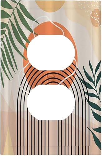 Miniatura 1 de Planta verde abstracta bohemia de eucalipto de 1 cuadrilla, cubierta decorativa de pared dúplex individual, placa de pared eléctrica para