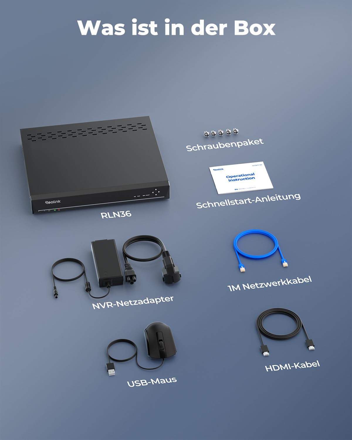 Reolink NVR 36 Kanal CCTV Überwachungskamera System mit 3 HDD Einschübe und O/I Alarmanlage, Ohne HDD und PoE-Anschluss, erfordert einen PoE-Switch. Unterstützt 16MP/12MP/4K/5MP HD IP Kamera, RLN36