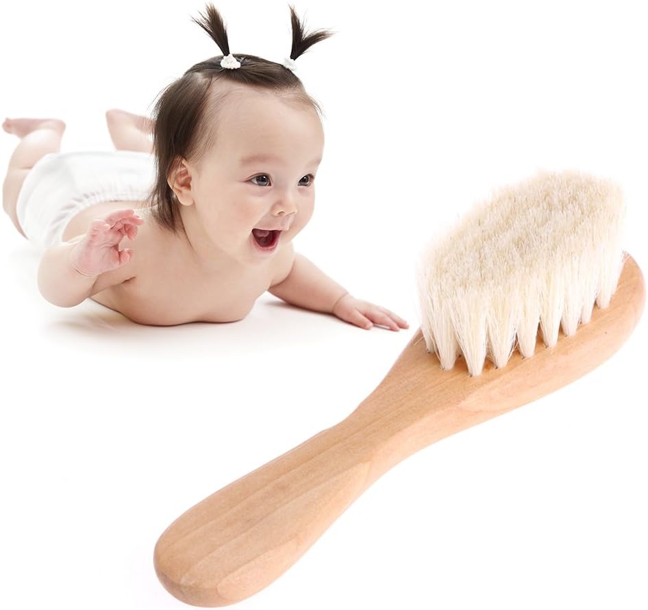 Kope Wooden Handle Brush Baby Hairbrush Newborn Hair Brush Infant Comb Head Massager