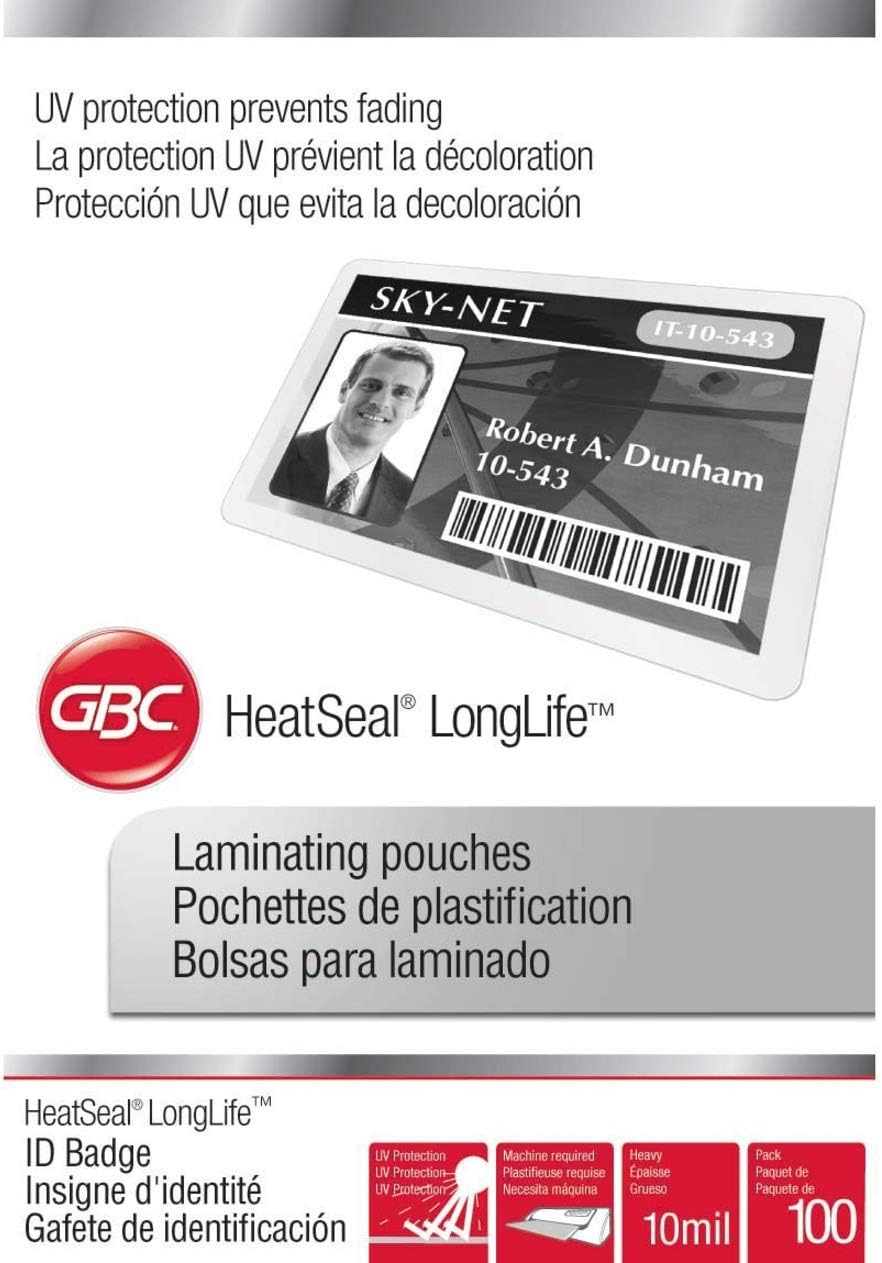 Nеw Prоduсt Swingline GBC Laminating Sheets, Thermal Laminating Pouches, Badge/ID Card Size, 10 Mil, HeatSeal LongLife, 100 Pack (3202104)
