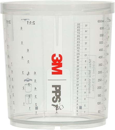 3M PPS 2.0 - Vasos para pistola pulverizadora, 26001, estándar, 22 onzas, uso con pistola de pintura y tapas y revestimientos PPS 2.0 para pintar