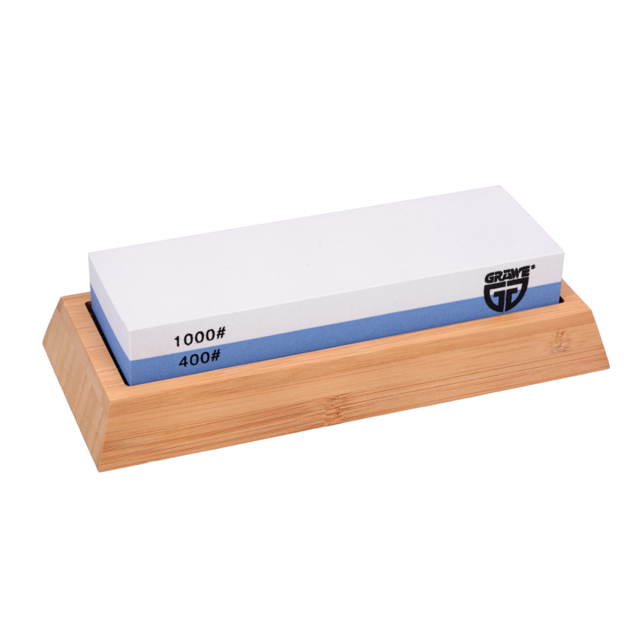 GRÄWE zestaw noży Santoku, 2 sztuki, nóż damasceński z drewnianym uchwytem, ostrze 12 cm i 17 cm w zestawie z osełką 400/1000