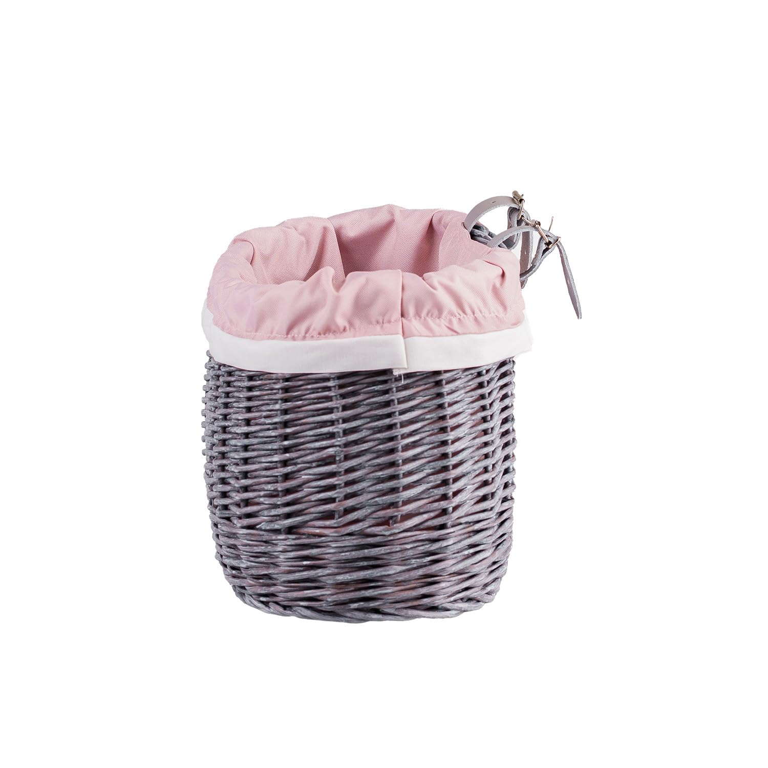 Cestino per la spesa anteriore, grande, intrecciato, stile retrò, in vimini, vintage, cestino per la spesa (grigio_rosa)