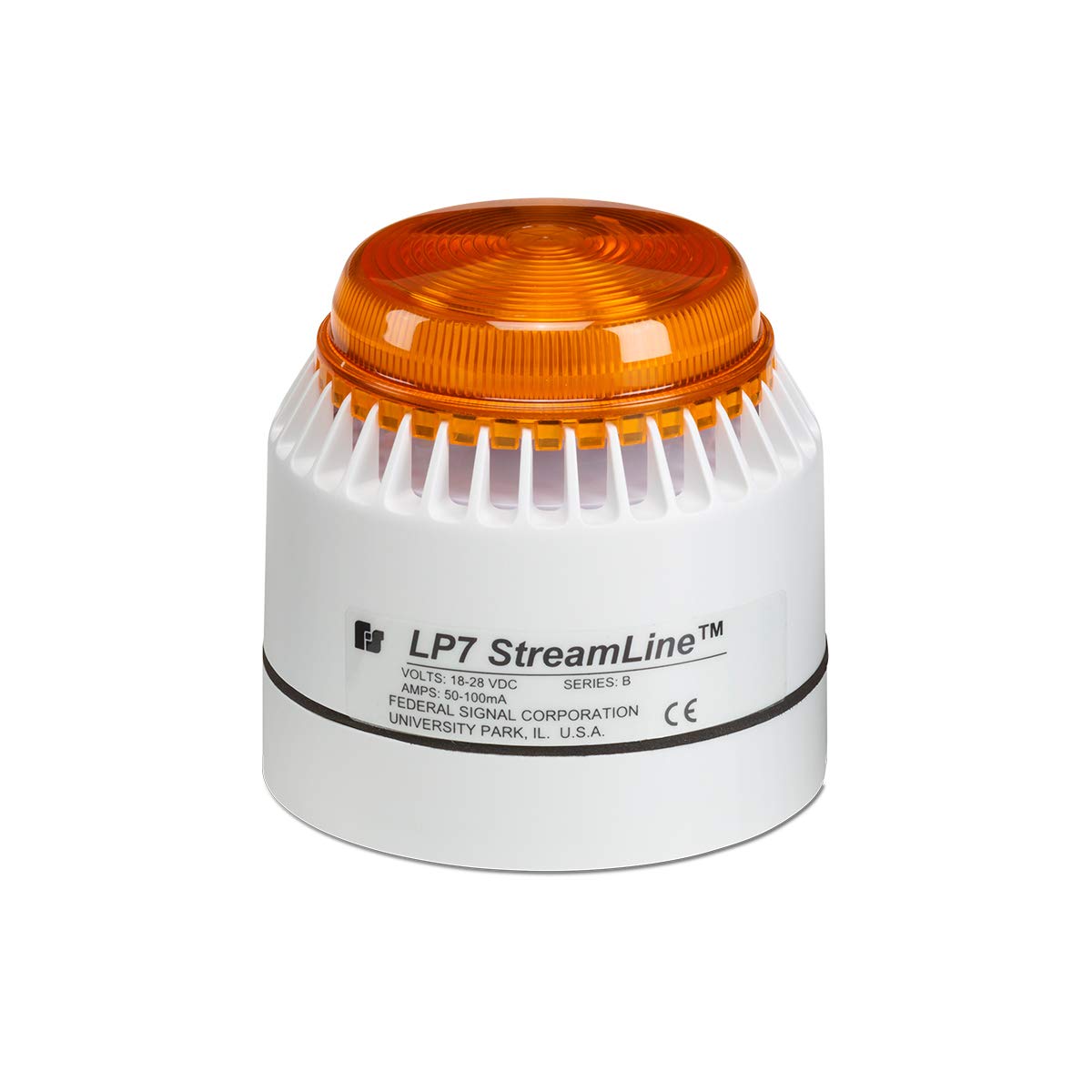 Federal Signal Horn Strobe, White/Amber, ABS, 18 to 30VDC