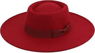 Sombrero Fedora de ala ancha para mujer, color rojo
