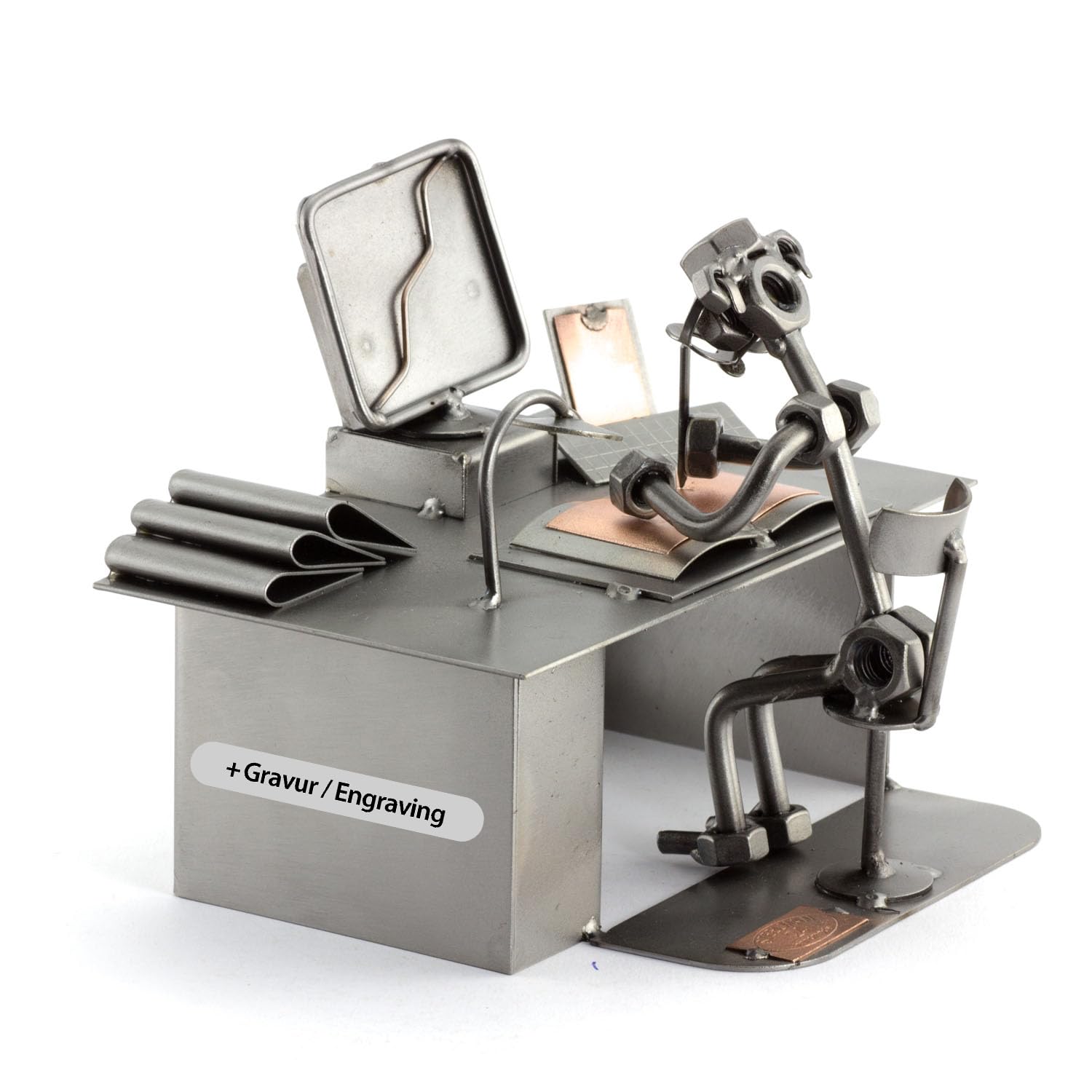 Steelman24 I Omini di Viti Personal Computer con Piastra di Incisione Personale I Idee Regalo Originale I Soprammobili in Metallo I Modellino