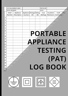 Portable Appliance Testing / PAT Testing Log Book / Certificate Inspection of Electrical Equipment / Electrical Safety / A4 / 160 Pages
