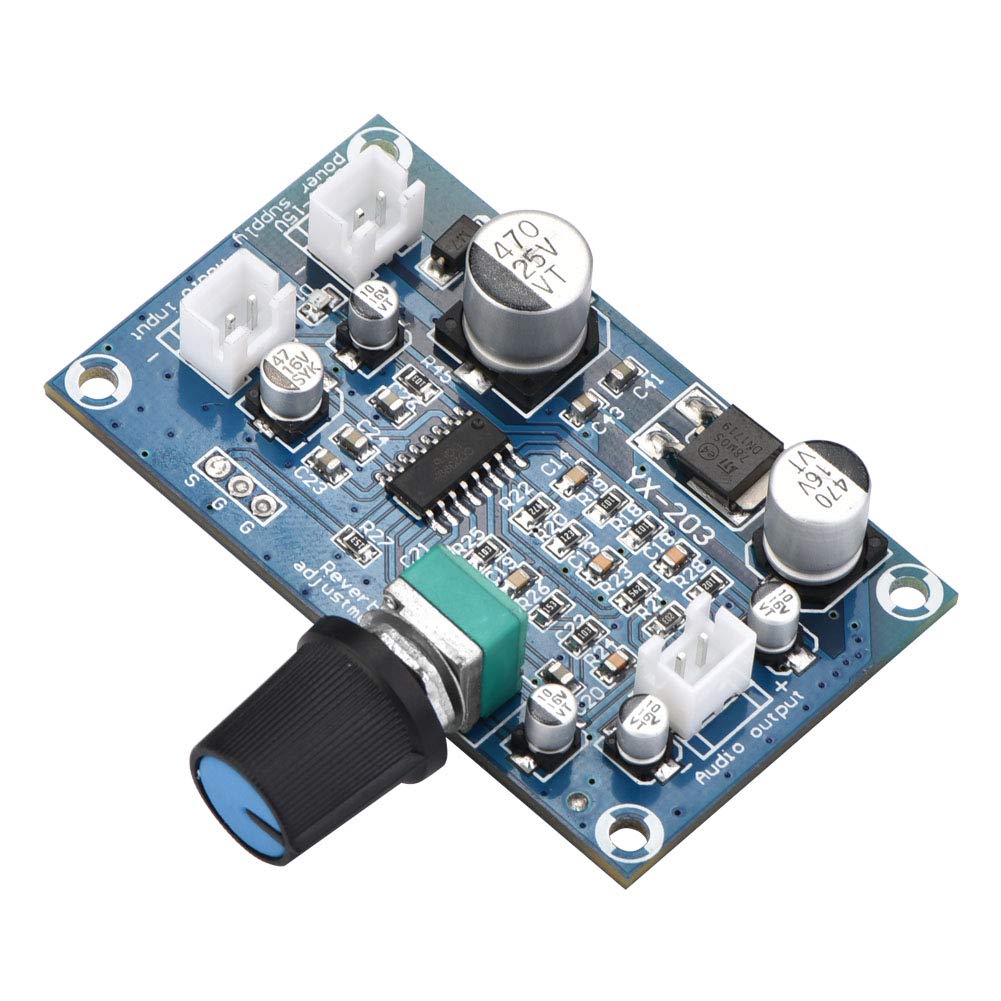 Single Channel Microphone Reverberation Board, Single Channel Microphone Reverberation Board, Powered By DC 6 to 15V, Microphone, Preamps