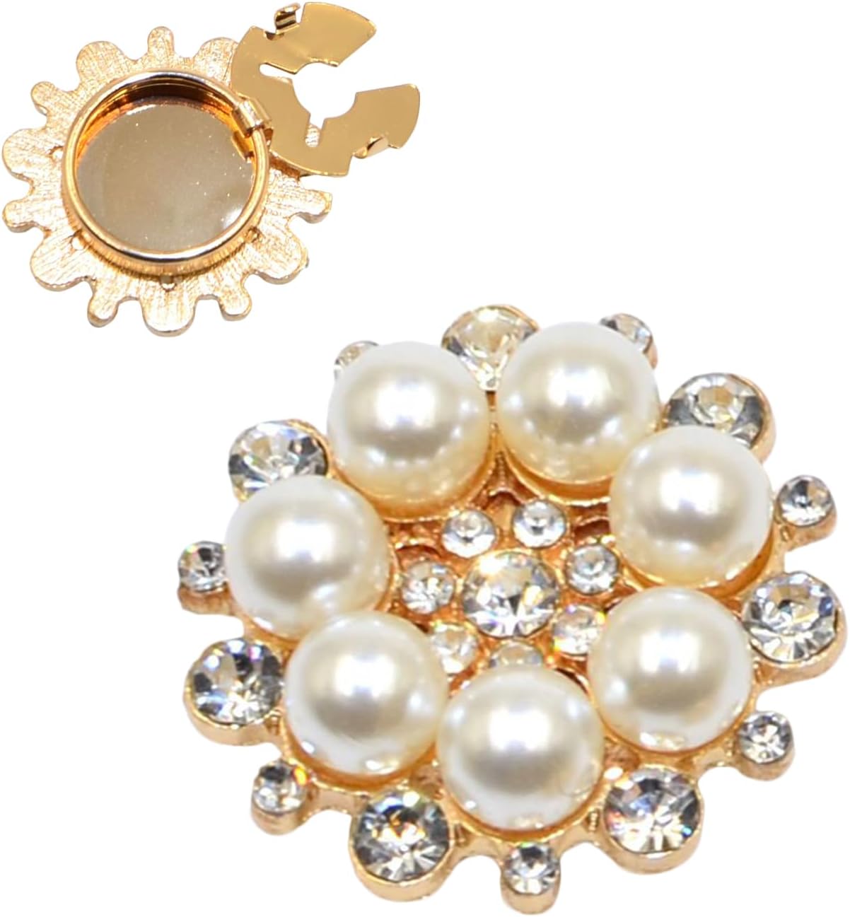 Shirt Button Covers - Floral, Single Set Synthetic Marble Studs for Business Attire, Ornate Metal Caps with Secure Clasp, Jewelry-Ware, Decorative Accents for Chest, Sleeves and Denim
