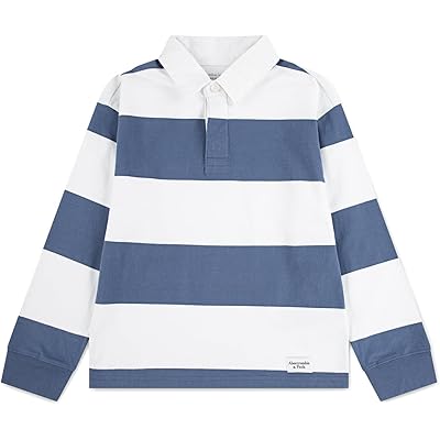 Мужская рубашка abercrombie kids Long Sleeve Rugby Polo (Big Kid) vintage indigo