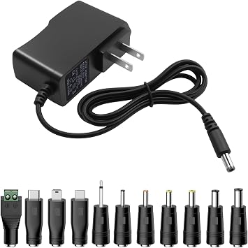 5V 1A Universal Charger Power Adapter, 5.5x2.1mm DC Charging Adapter with 11 Connectors Micro-USB, Type-C, Mini USB, 2.5x0.7, 3.0x1.1, 3.5x1.35, 4.0x1.7, 4.8x1.7, 5.5x2.5,2.5mm, 5FT
