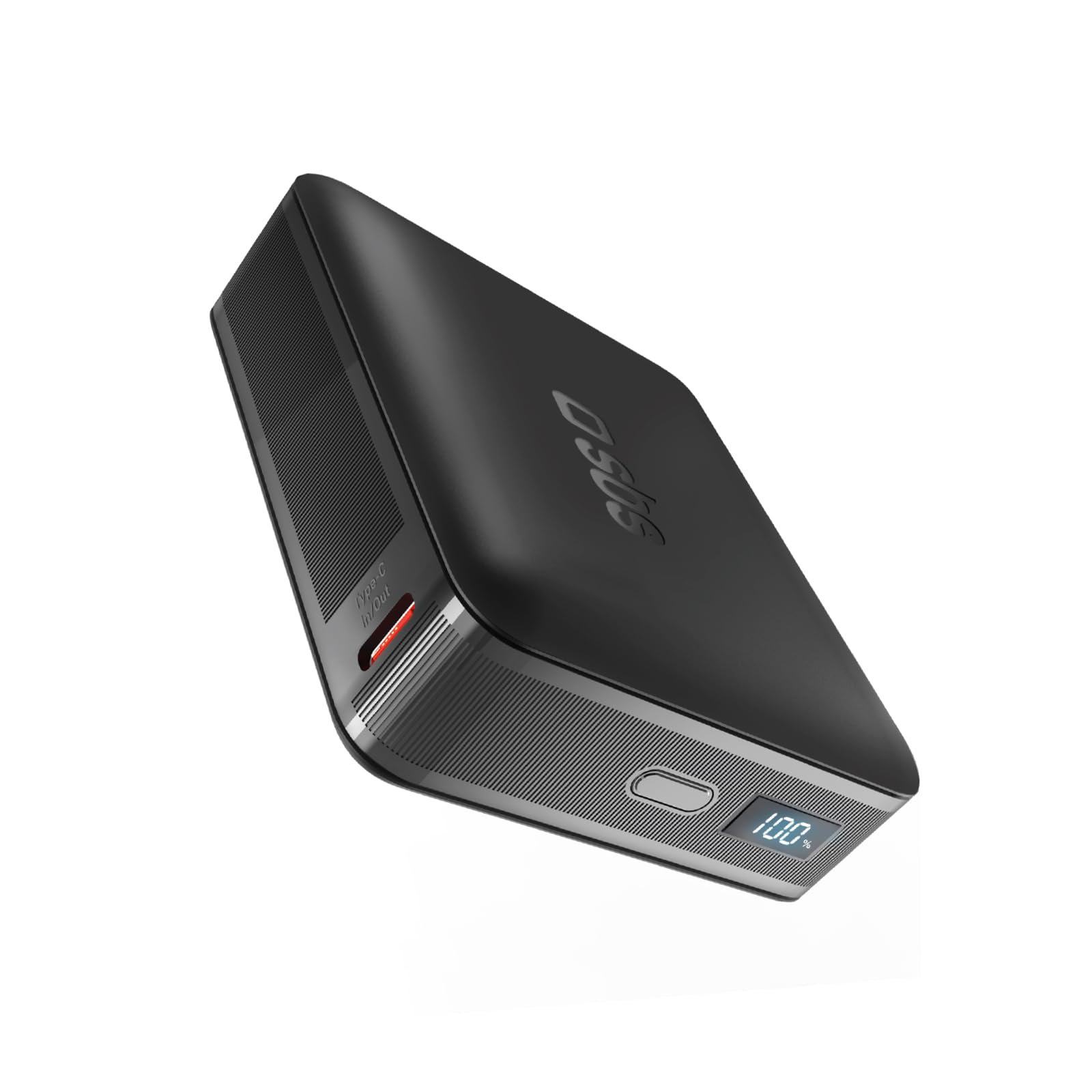 SBS NanoTube PowerBank HD, 20000mAh, 65W de Puissance (3.1 PPS), AFC, Batterie Externe avec Charge Rapide, Haute Densité, Écran LCD, USB-C, Chargeur de Voyage Portable, Design Compact, Noir