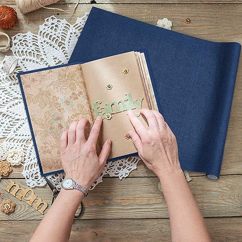 Tela para encuadernación de libros, 40 x 16 pulgadas, superficie de tela con respaldo de papel, cubierta archivística europea duradera y resistente para libros, álbumes y scrapbooking (azul oscuro) miniatura 6