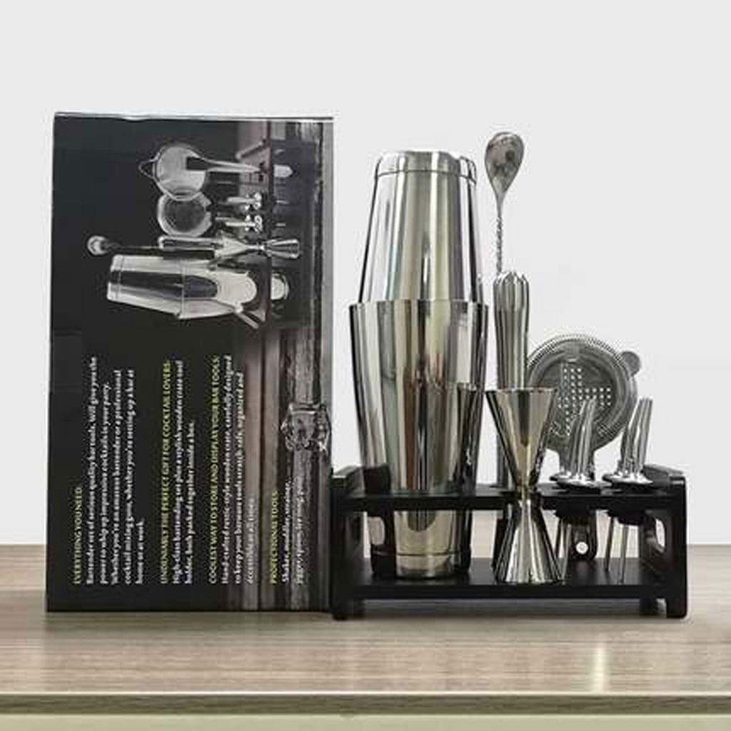 Kit Cocteleria Boston Shaker Set for Bartenders- Home Bar Set de accesorios, de acero inoxidable Kit de camarero con coctelera, coladores, aparejo, for cócteles Bar Accesorios Cocktail Bar del sistema
