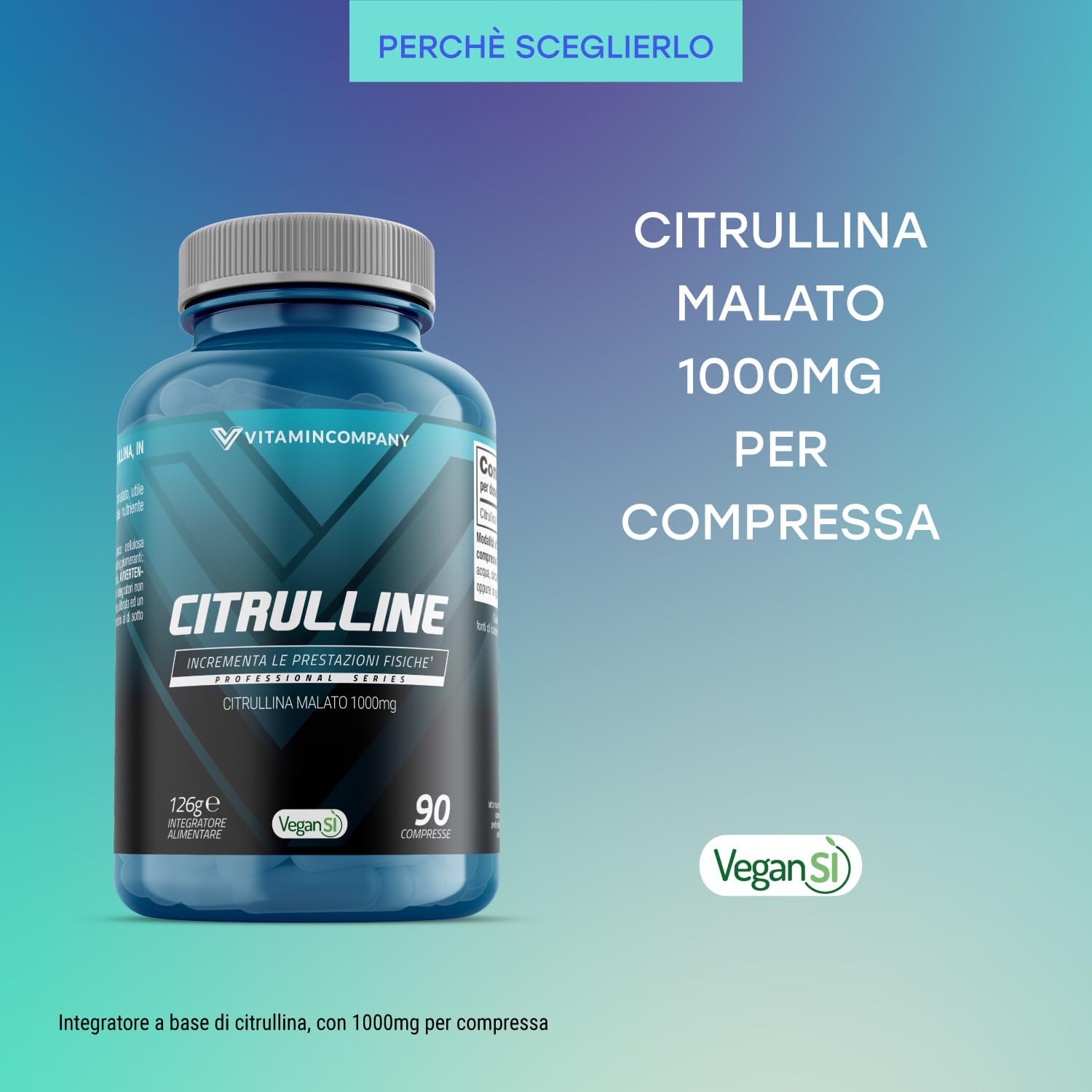 Citrulline - Citrullina e Acido Malico, 1000mg di Citrullina Malato per Compressa, Supporto Energetico, 90 Compresse