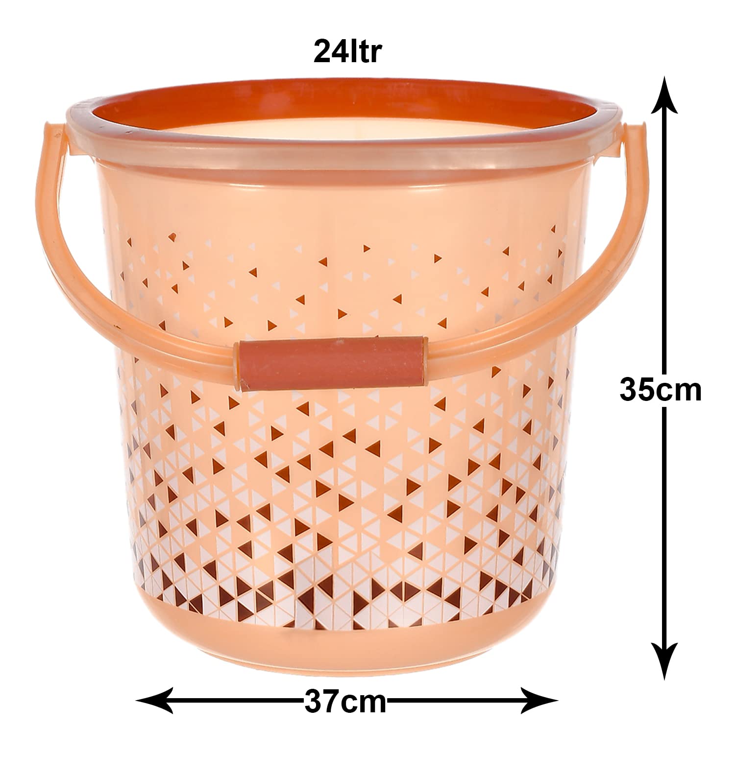 Urbane Home Tinted Print Plastic Bucket with Strong Handle, 24 Litre (Brown) 2