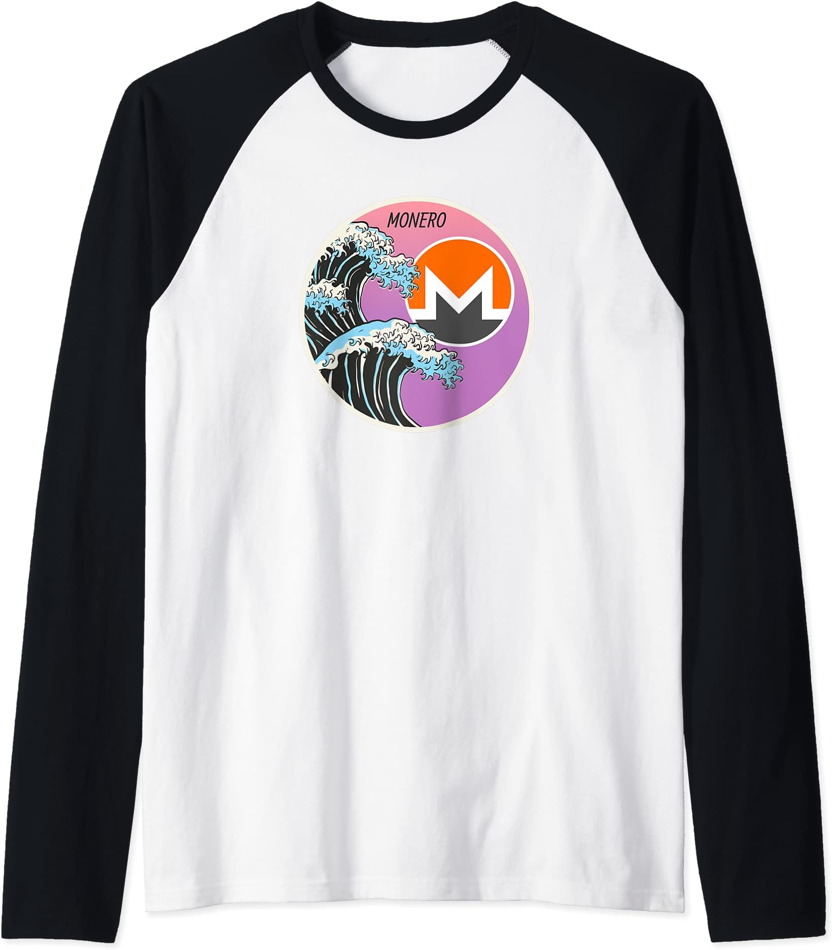 Monero XMR Japanese Art Wave Crypto ClothesMonero XMR Japanese Art Wave Crypto Cryptocurrency Logo Raglan Baseball Tee