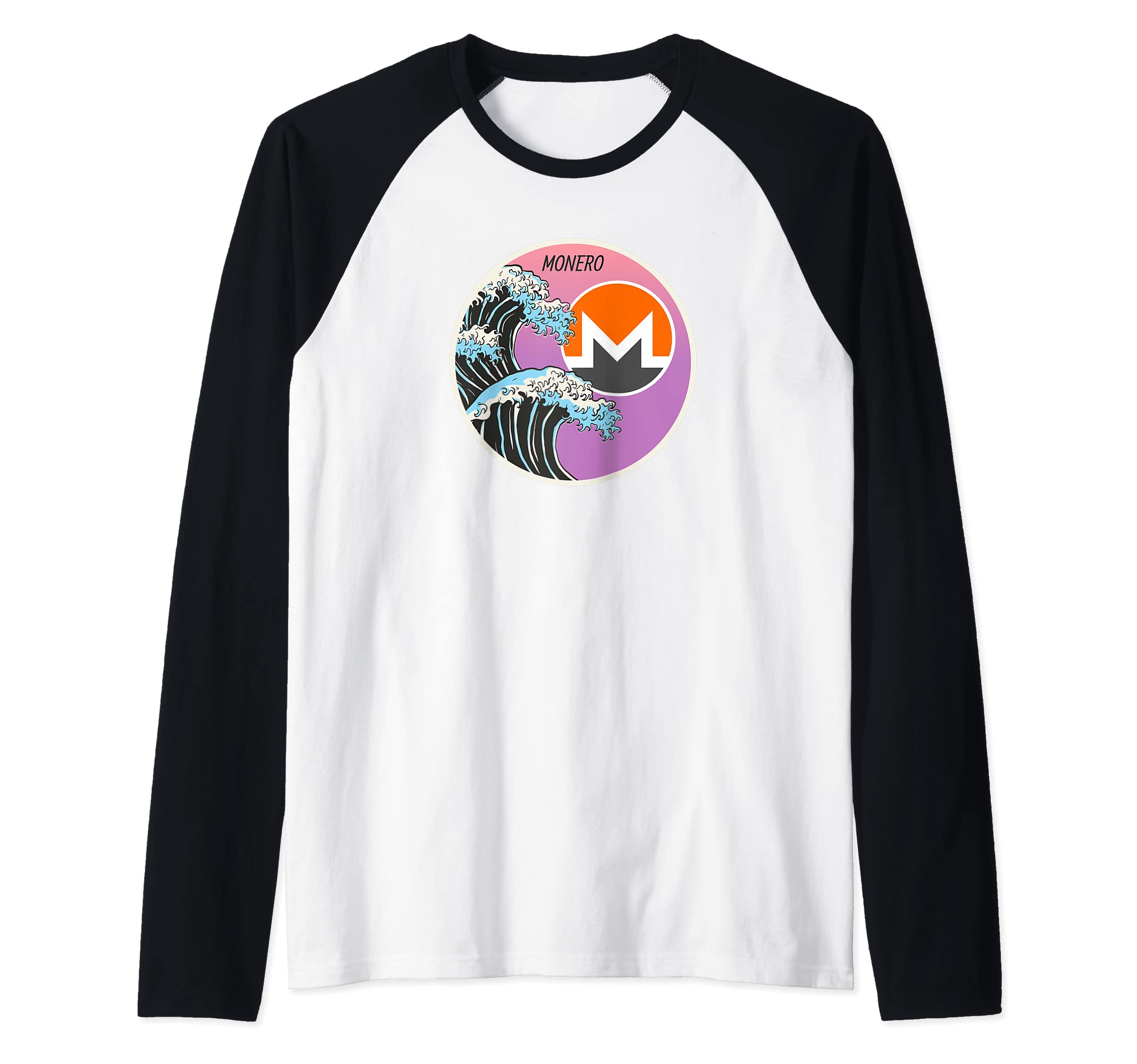 Monero XMR Japanese Art Wave Crypto ClothesMonero XMR Japanese Art Wave Crypto Cryptocurrency Logo Raglan Baseball Tee