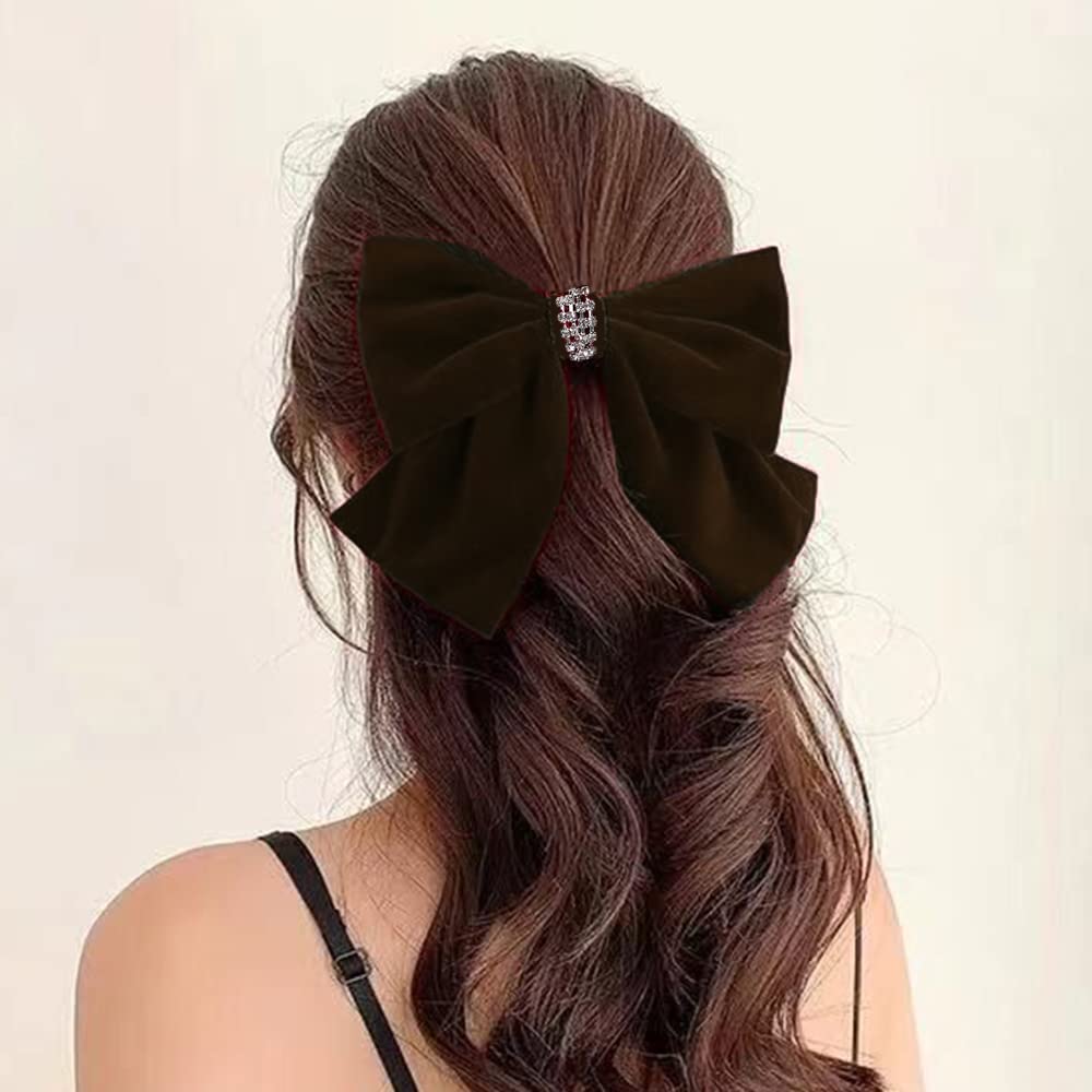 Bow Hair Clips for Women Bow Barrettes Hair Clips Huge Elastic Hair Bow for Women Girls (Black)