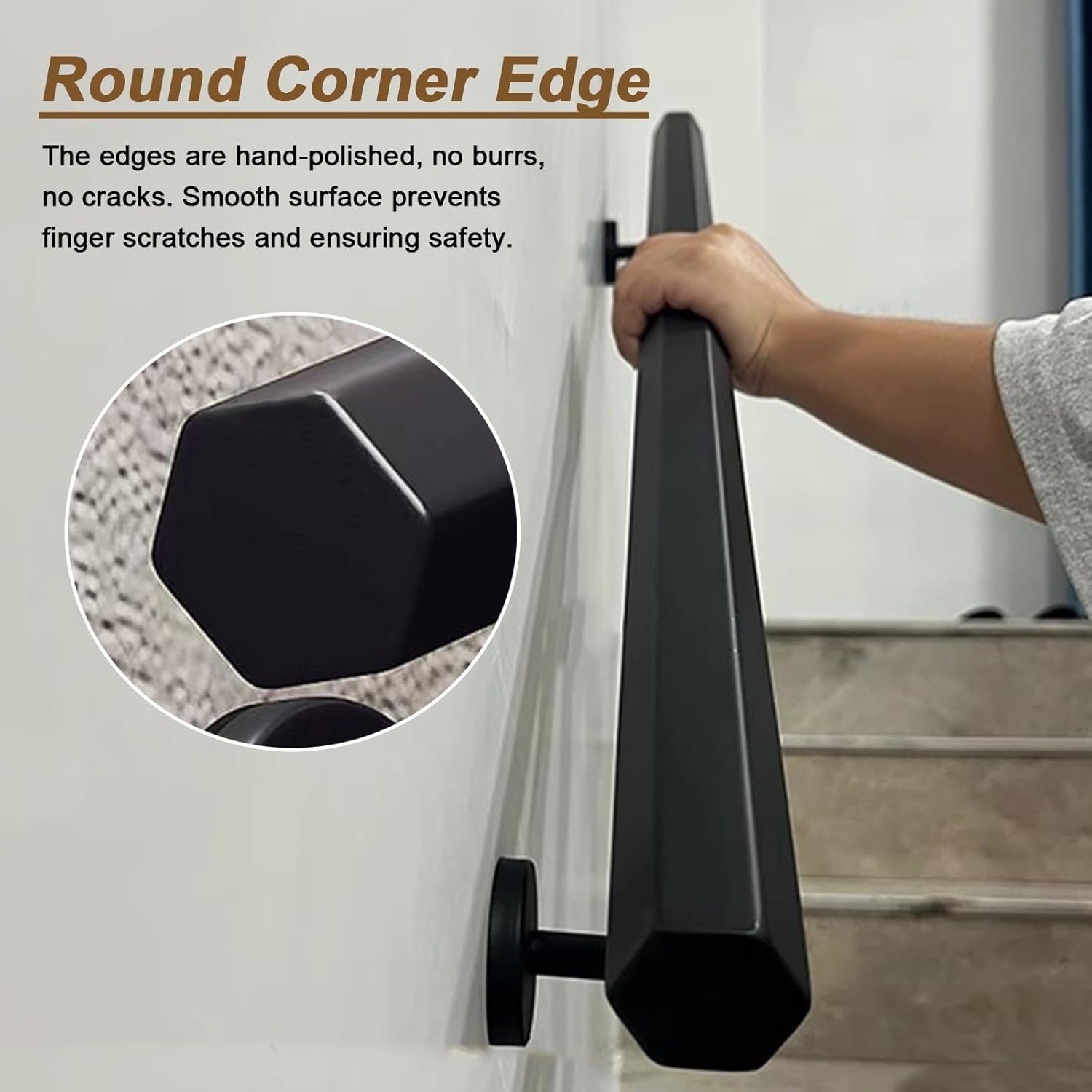 Corrimano per Scale Interne Corrimano a Parete. Corrimane di Scala per Tubi industriali in Metallo Nero, 2 Metri - 6 Metri Il bracciolo di Supporto(4ft/1.2m)