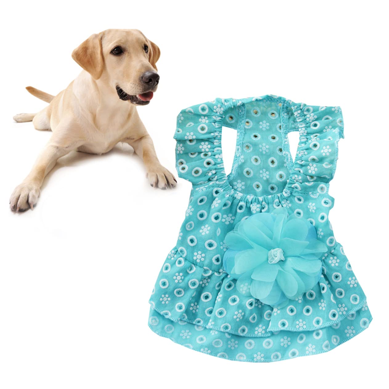 Amazon | MERRYHAPY 犬用ドレス レースフラワーデザイン ガーゼ素材 夏