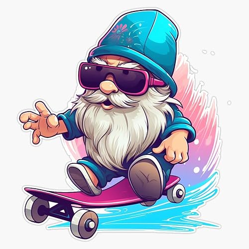 Magnet Skate Synthwave Gnomes Magnetic Vinyl Sticker Weatherproof 5"