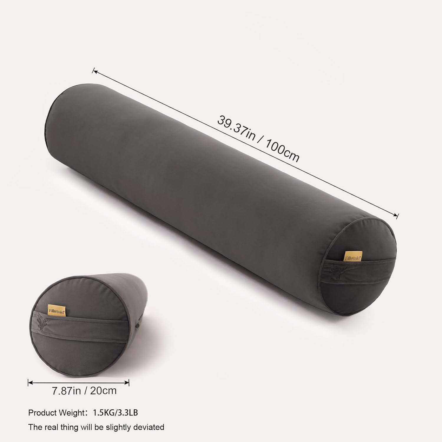 Body Pillow for Adults,Long Round Pillow,Big Cylindrical Pillow,Large Full Bolster Pillows for Side Sleepers (Steel Gray, 39.37"*7.87") - Image 2