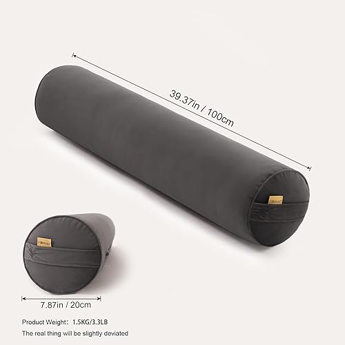 Miniatura 2 de Almohada larga para cama  Almohada redonda para adultos, almohada corporal para dormir, soporte ergonómico, 39.37 x 7.87 pulgadas, gris acero