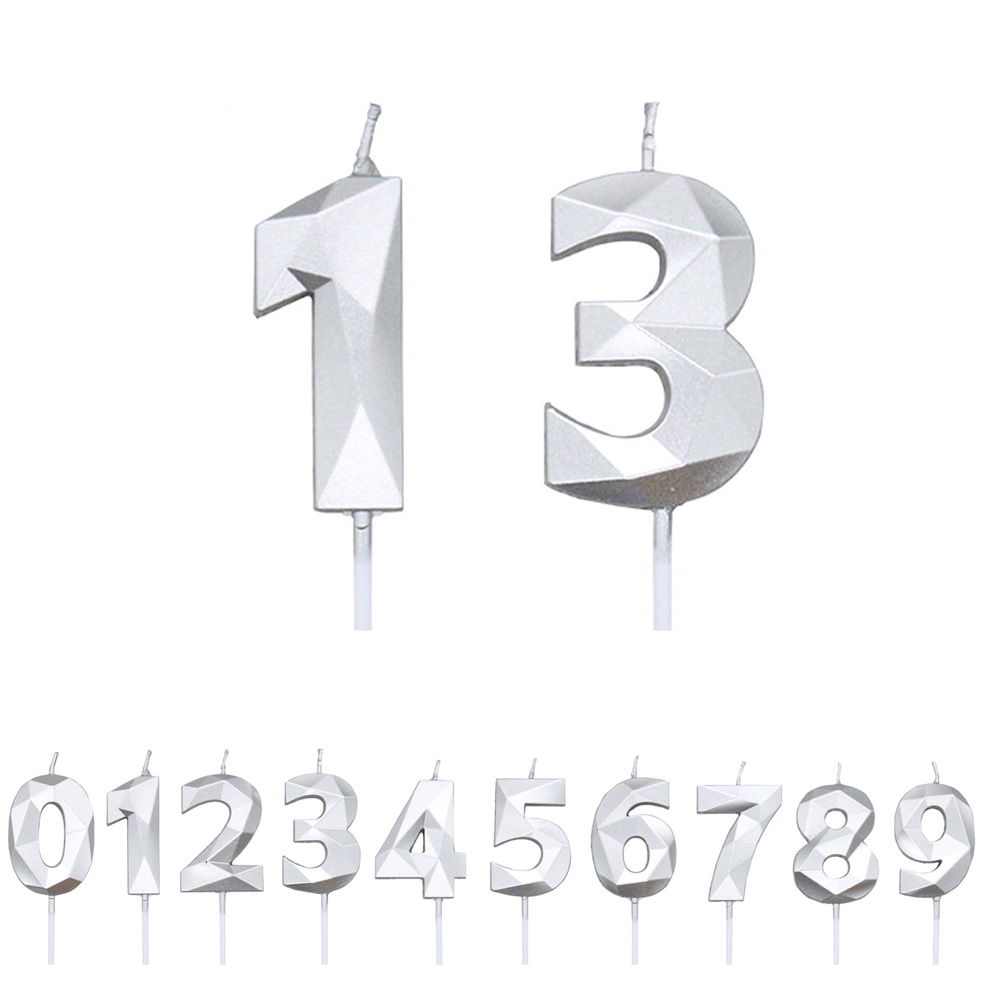 Fuzvol Silver Birthday Cake Candles, Number 13 Candle,Cake Topper Decorations