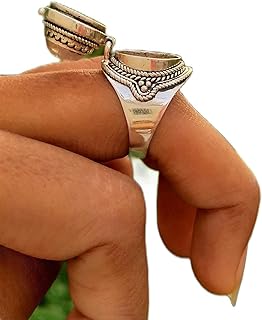 Natural Rainbow Pink Moonstone Ring, Perfume Box Ring, Poison Box Ring, Boho Style, Pear ~ Gemstone Ring, Moonstone Jewelry, June Birthstone Ring, Openable Poison Ring, Poison Ring, Locket Ring, Blue Flash Ring