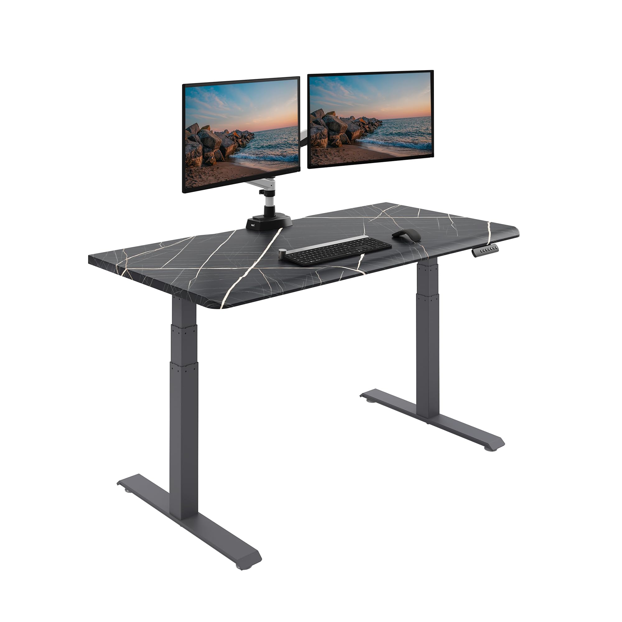 Vari ComfortEdge 60x30 Inch Adjustable Electric Standing Desk – Limited Edition Sit Stand VariDesk with Memory Presets & Sloped Front Edge + Tool-Free