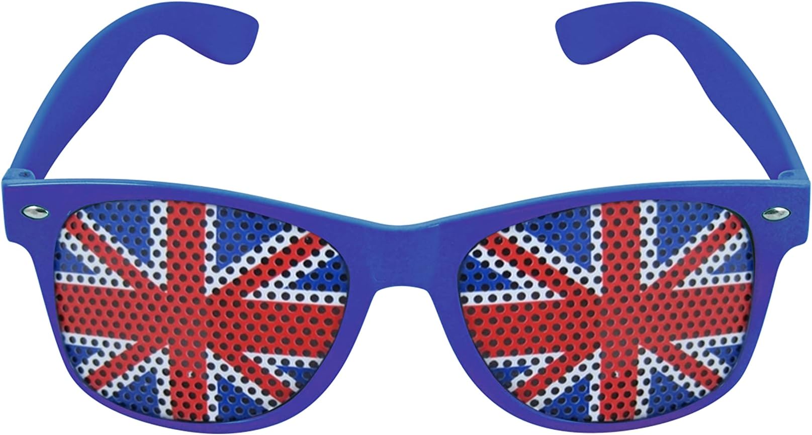 HENBRANDT Single Pair Adult Union Jack Sunglasses Novelty Plastic Glasses Blue Frame Summer Eyewear Sun Shades Retro Prop Fancy Dress Costume Accessory,Red, Blue, White,M-Medium