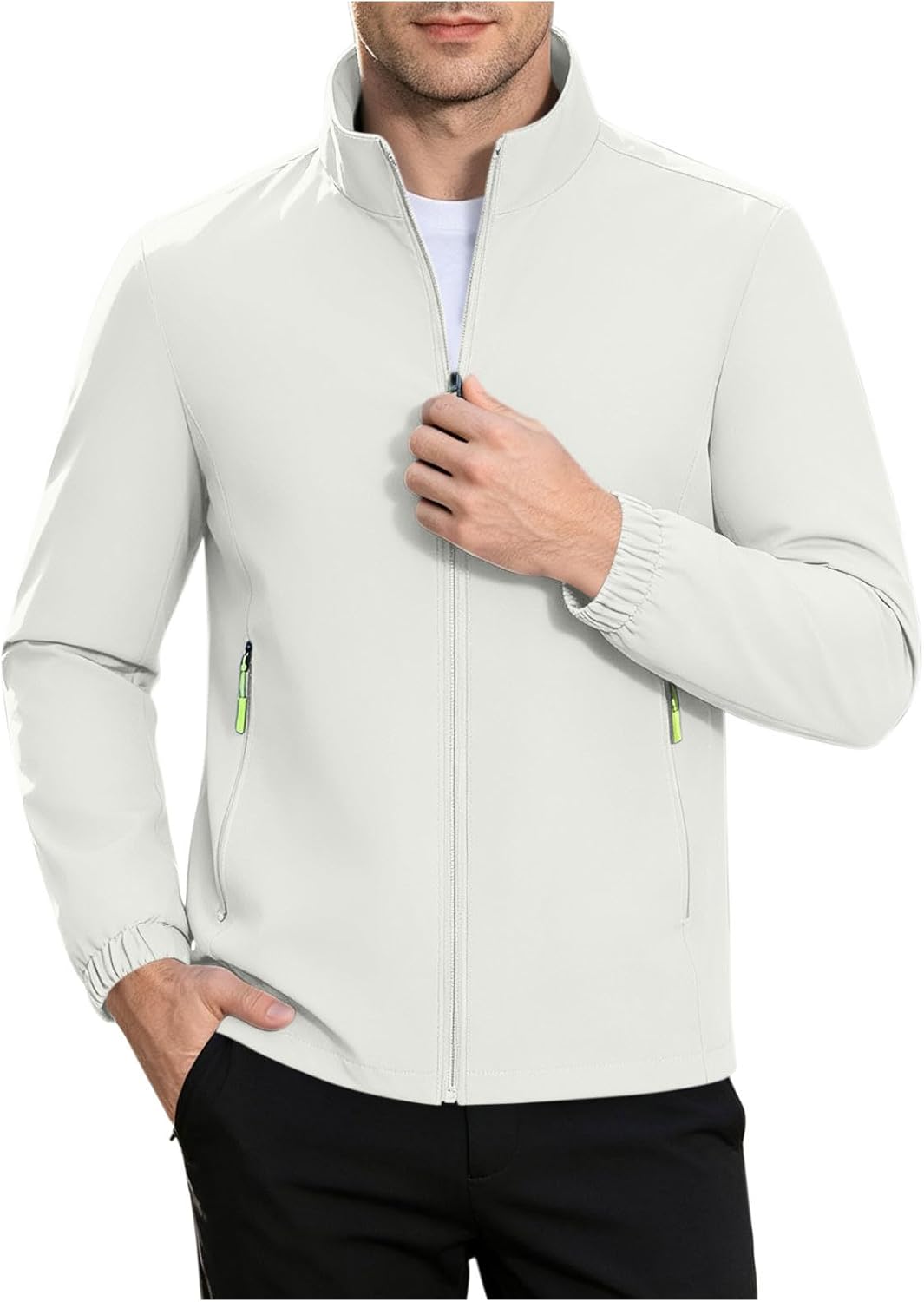 Men's Stand Collar Full Zip Jacket Casual Long Sleeve Outdoor Coat