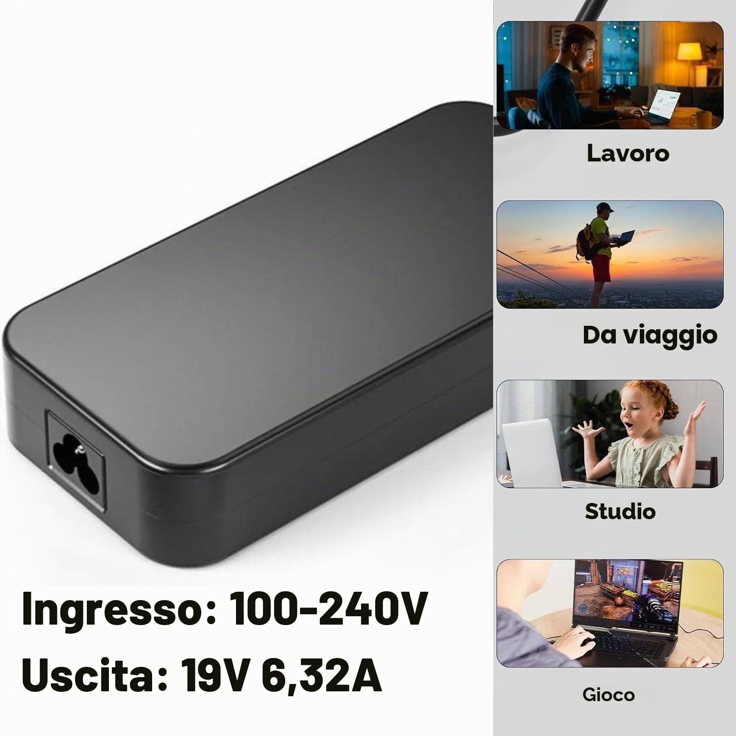 Alimentatore di rete 19 V 6,32 A 120 W per ASUS A15-120P1A PA-1121-28 ADP-120RH B N750 N500 G50 N53S N55 FX504 UX510UW N56J N76V ZX53 Laptop Alimentatore 53 x 2,5 mm
