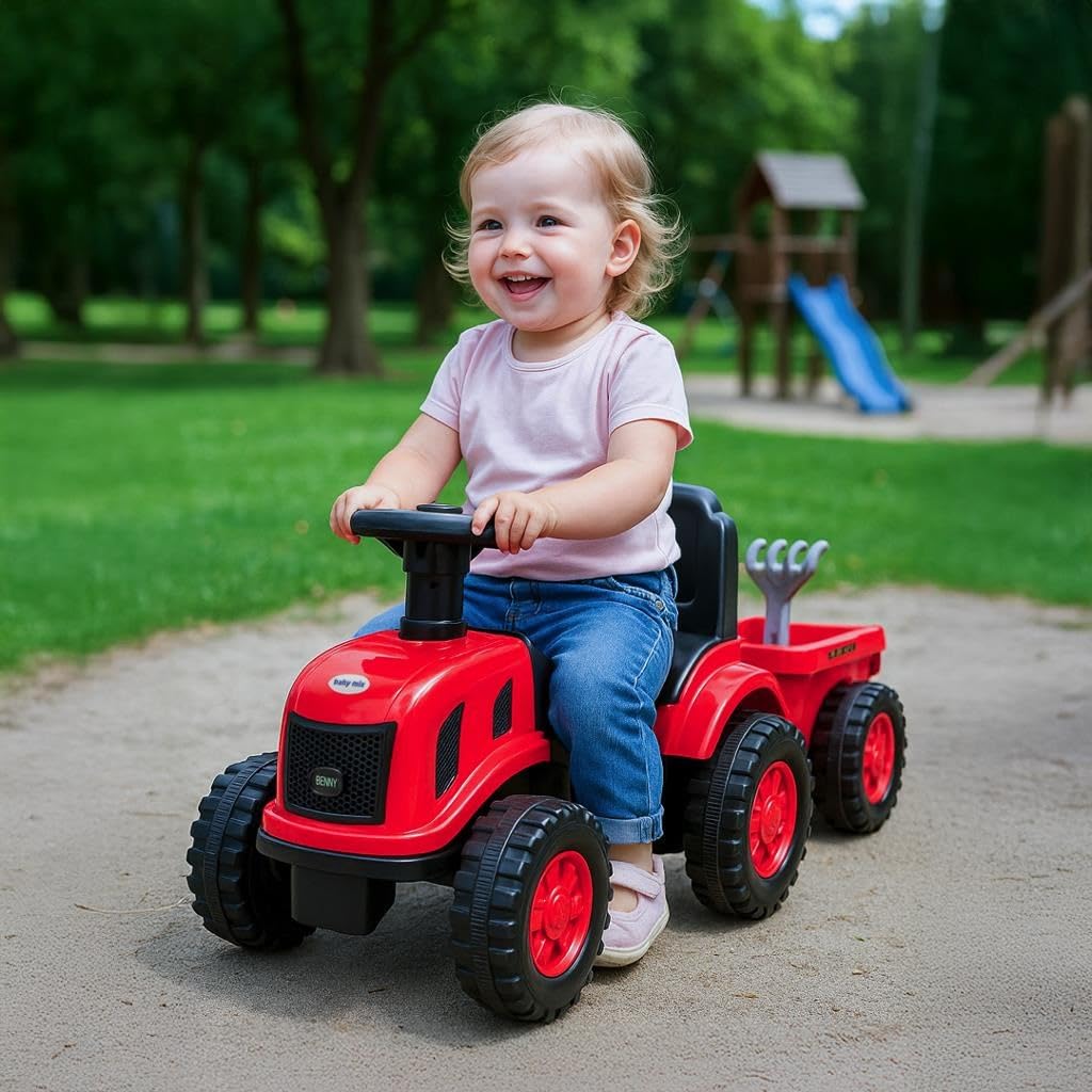 Jeździdełko traktor z przyczepą Benny czerwony